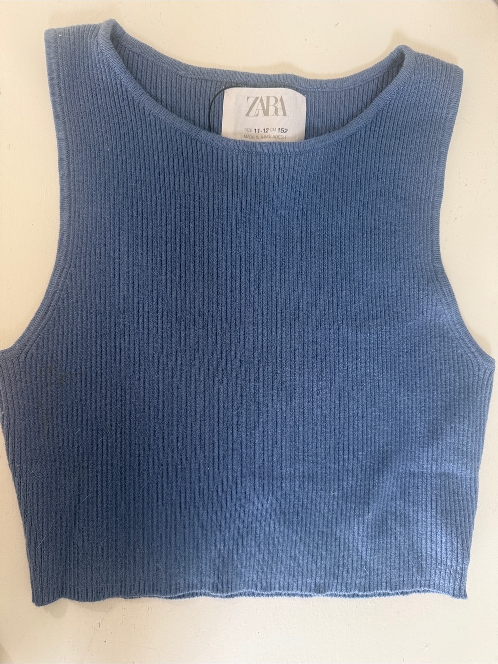 Zara Ribbed Cropped Tank Top in Dusty Blue 💙